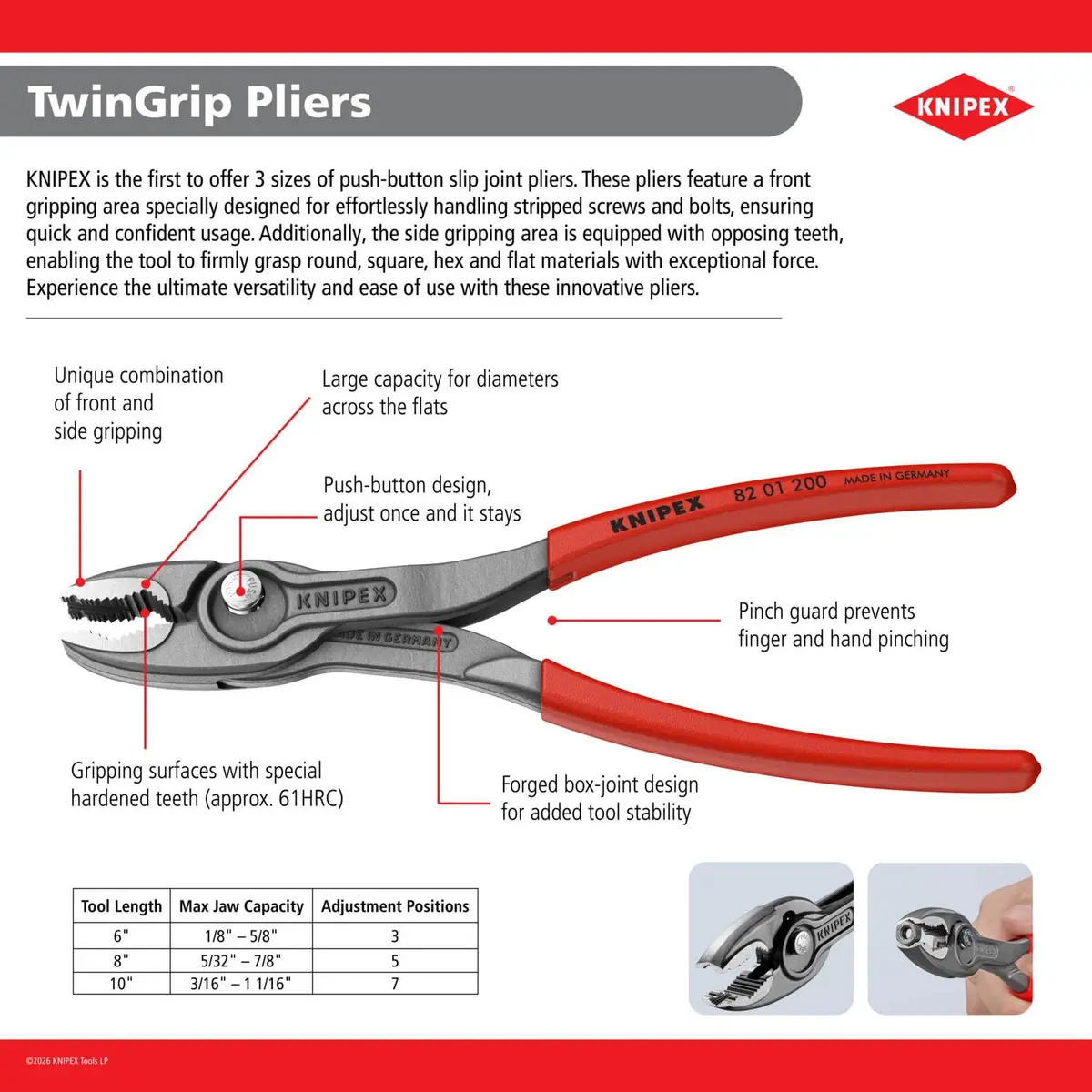 KNIPEX TwinGrip Pliers, 10-inch (25.4 cm) | Grips Stripped Screws & Bolts - view 2