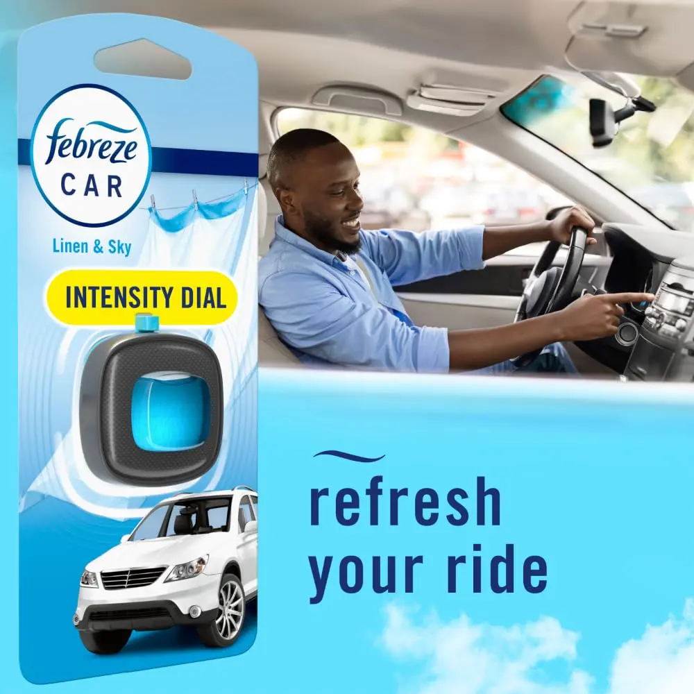 Febreze Car Air Freshener Vent Clip, Linen & Sky Scent, 3 Count (2.63 Fl Oz Total) | Long-Lasting Odor Control - view 7
