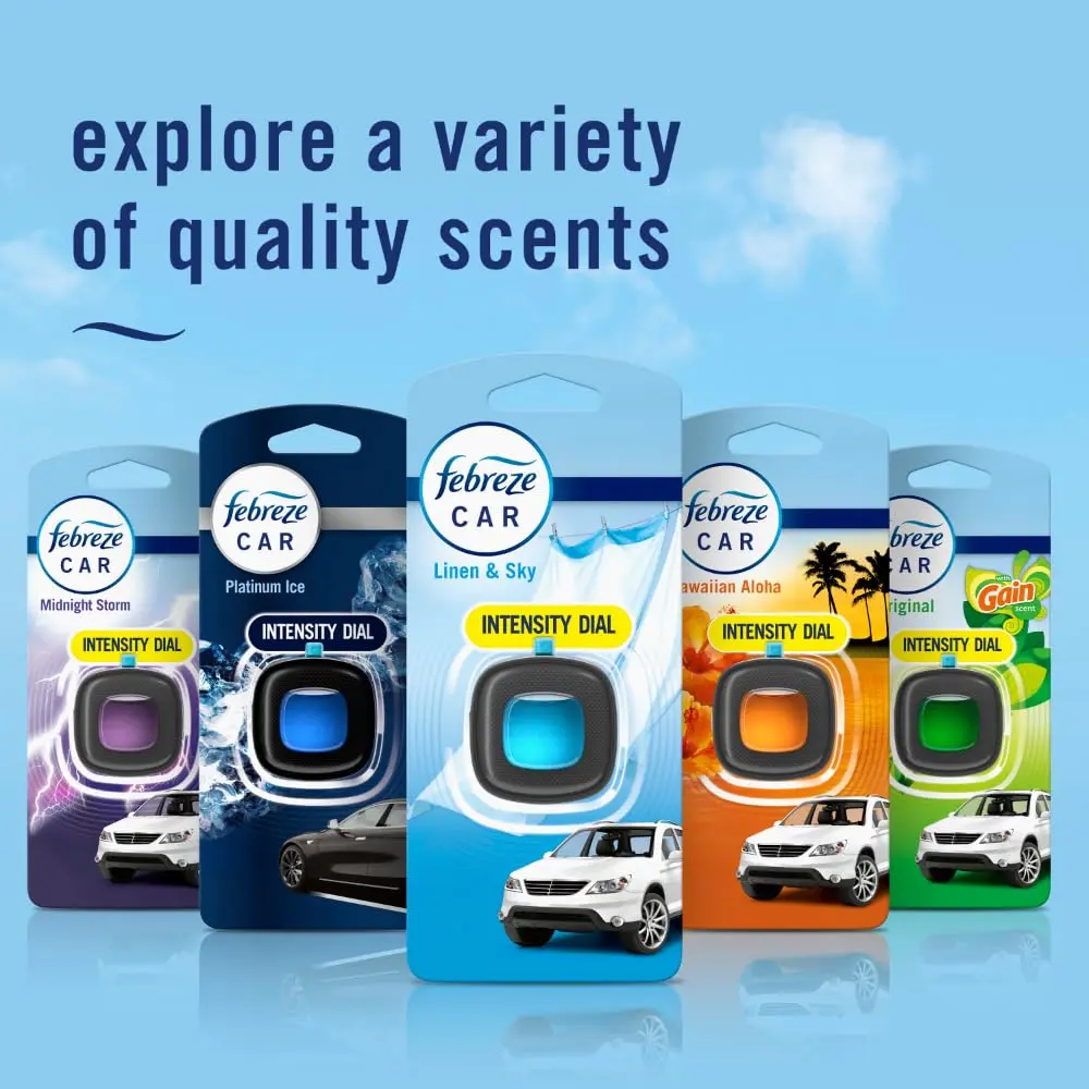 Febreze Car Air Freshener Vent Clip, Linen & Sky Scent, 3 Count (2.63 Fl Oz Total) | Long-Lasting Odor Control - view 8