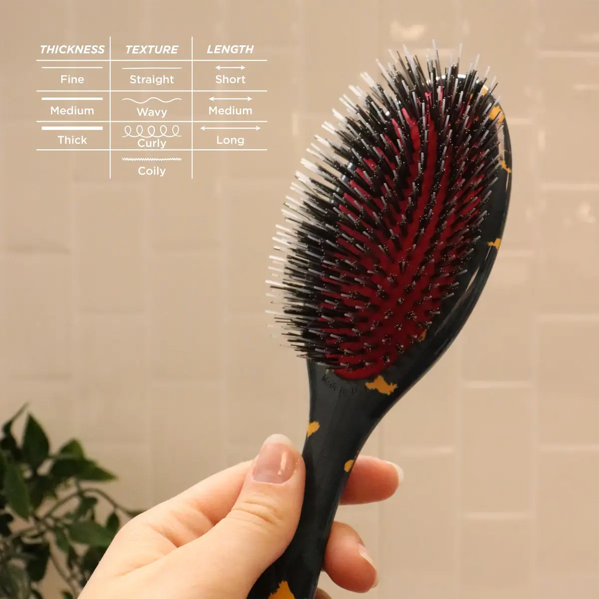 Denman D81M Boar Bristle Hair Brush – Smoothing, Shine & Detangling for All Hair Types | 2.44 in (6.2 cm) Wide - view 6