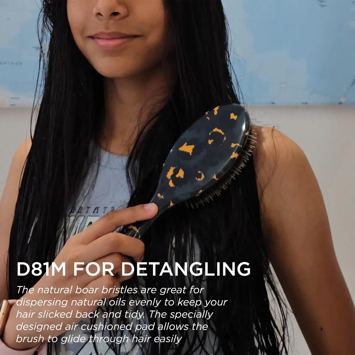 Denman D81M Boar Bristle Hair Brush – Smoothing, Shine & Detangling for All Hair Types | 2.44 in (6.2 cm) Wide - view 3
