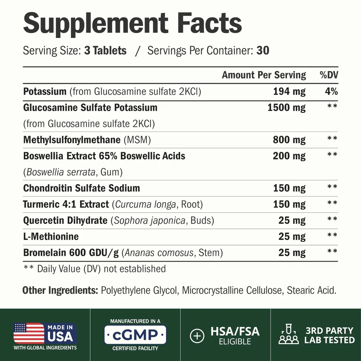 Vimerson Health Glucosamine Chondroitin MSM Joint Supplement 1500 mg (90 Tablets) | Supports Cartilage & Mobility - view 2