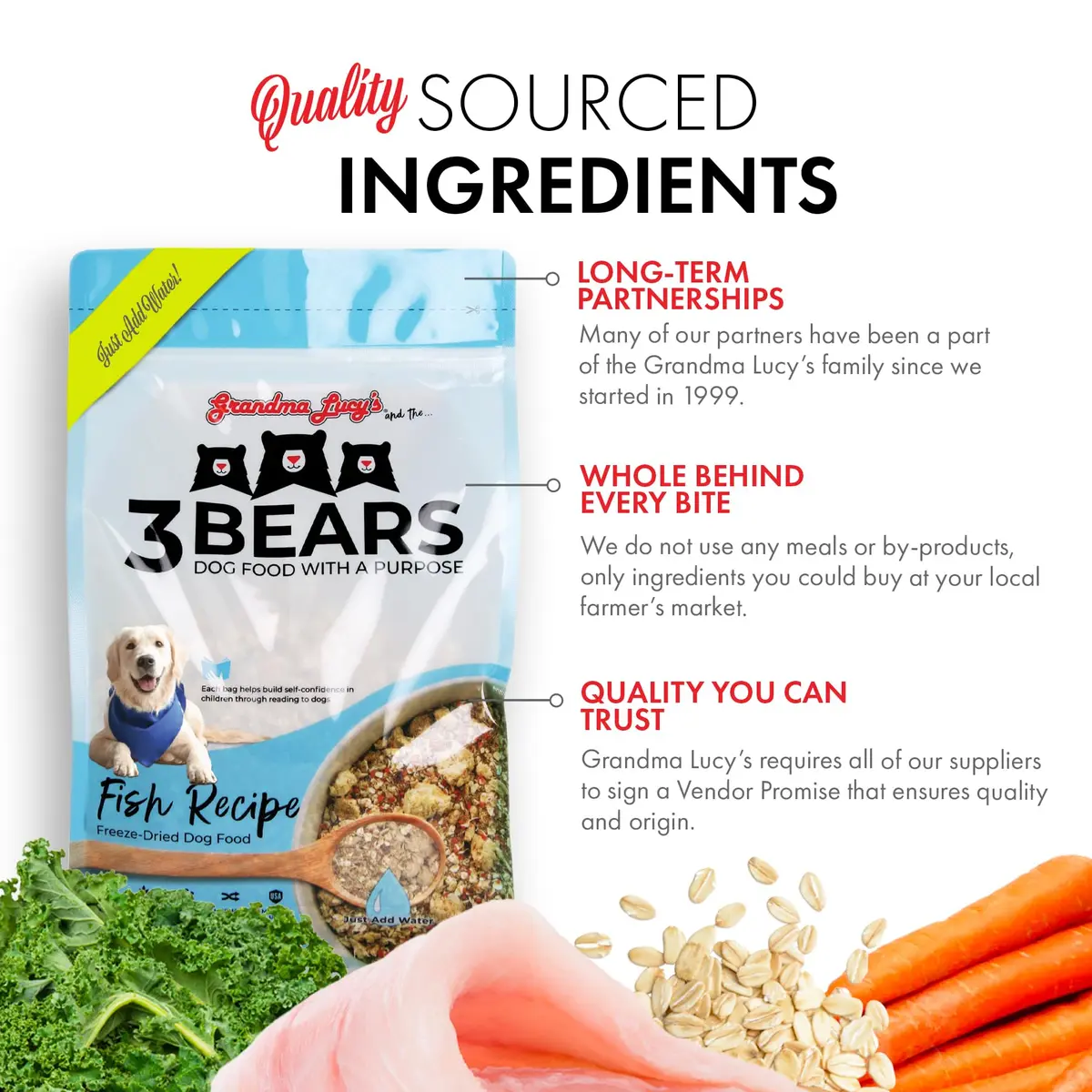 Grandma Lucy's 3 Bears Fish Dog Food 1lb | Complete, Grain-Inclusive, USA Made - view 2