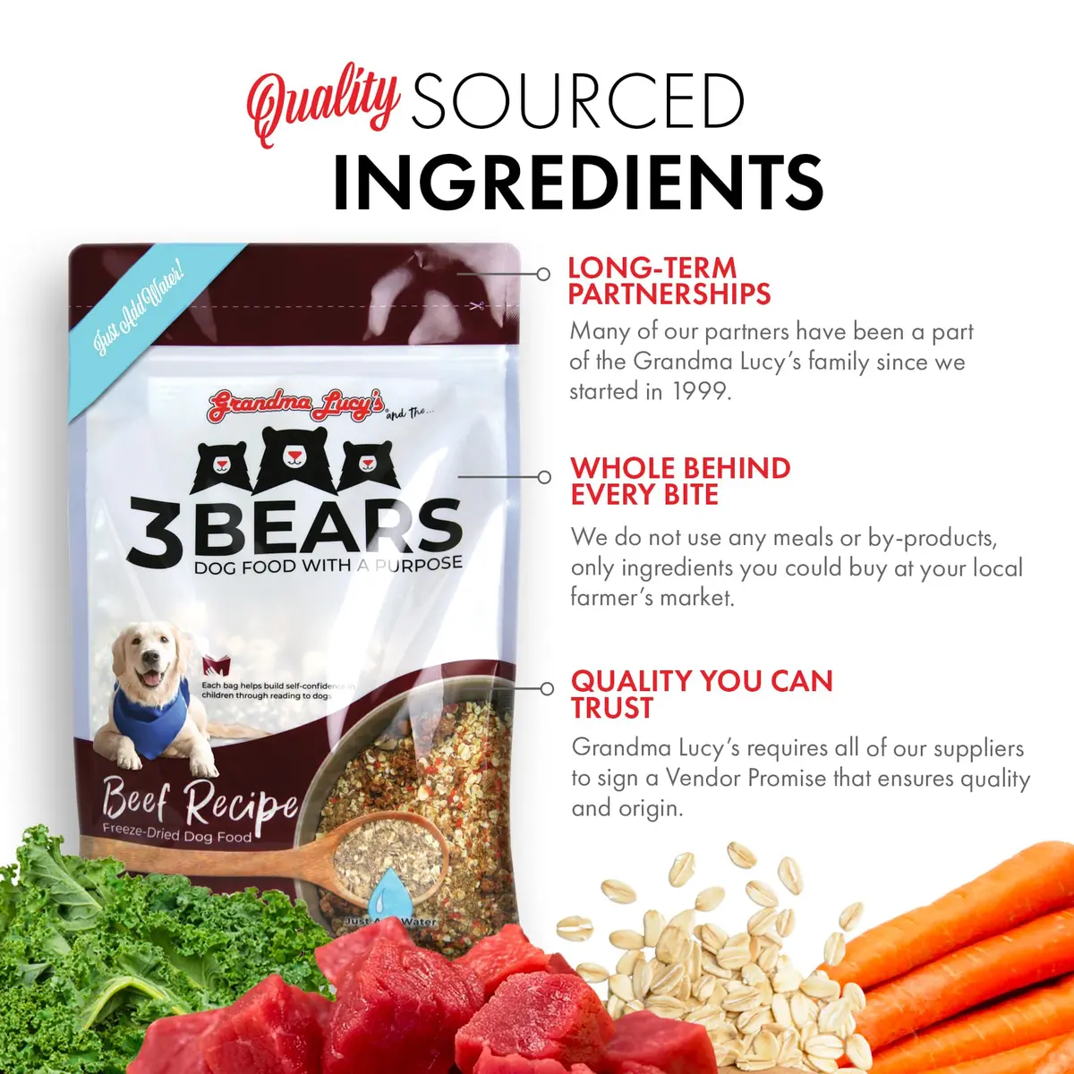 Grandma Lucy's 3 Bears Beef Dog Food 8lb | Complete, Wholesome & USA Made - view 2
