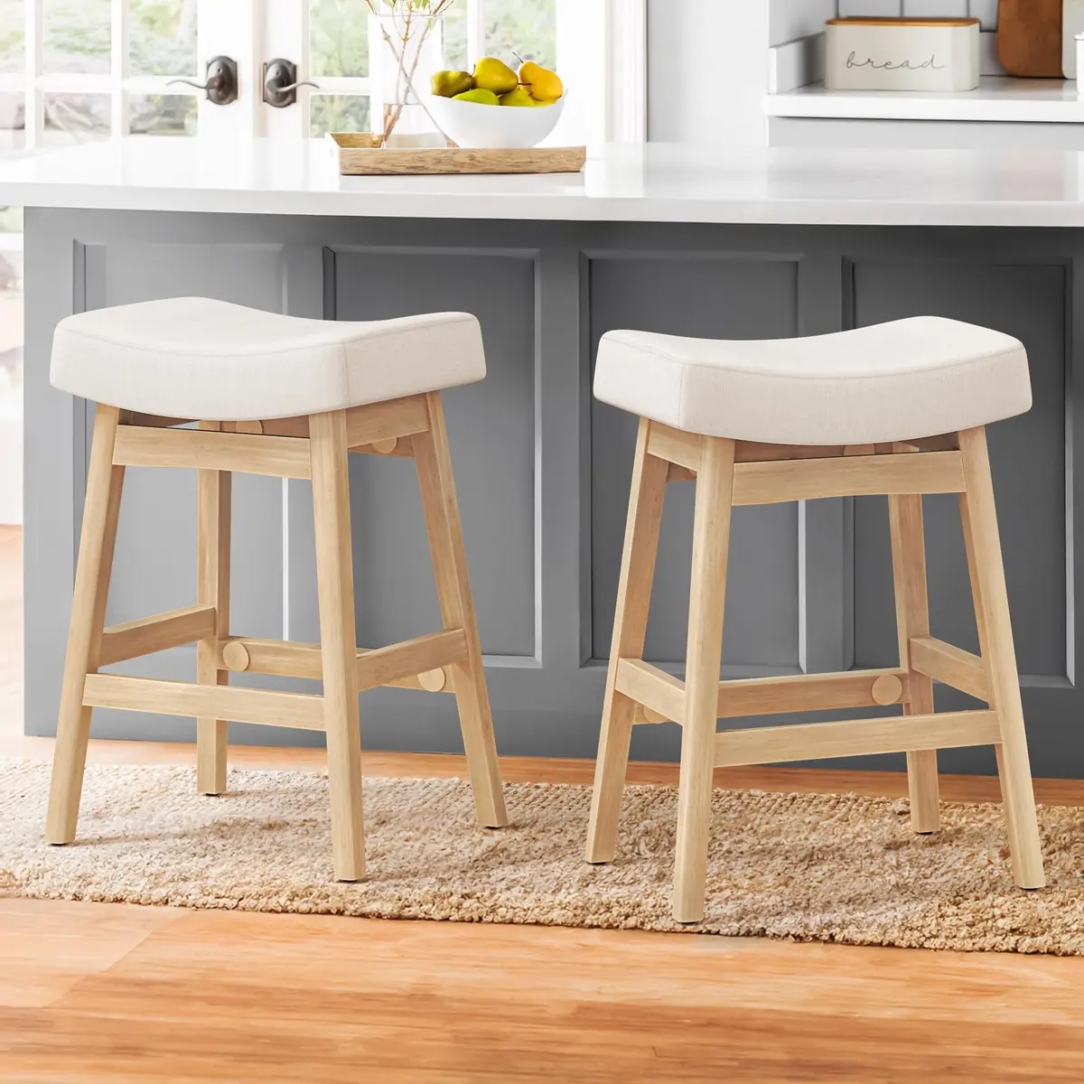 Cozyman Bar Stools Set of 2 | Farmhouse Counter Height Stools for Kitchen & Dining - main product image