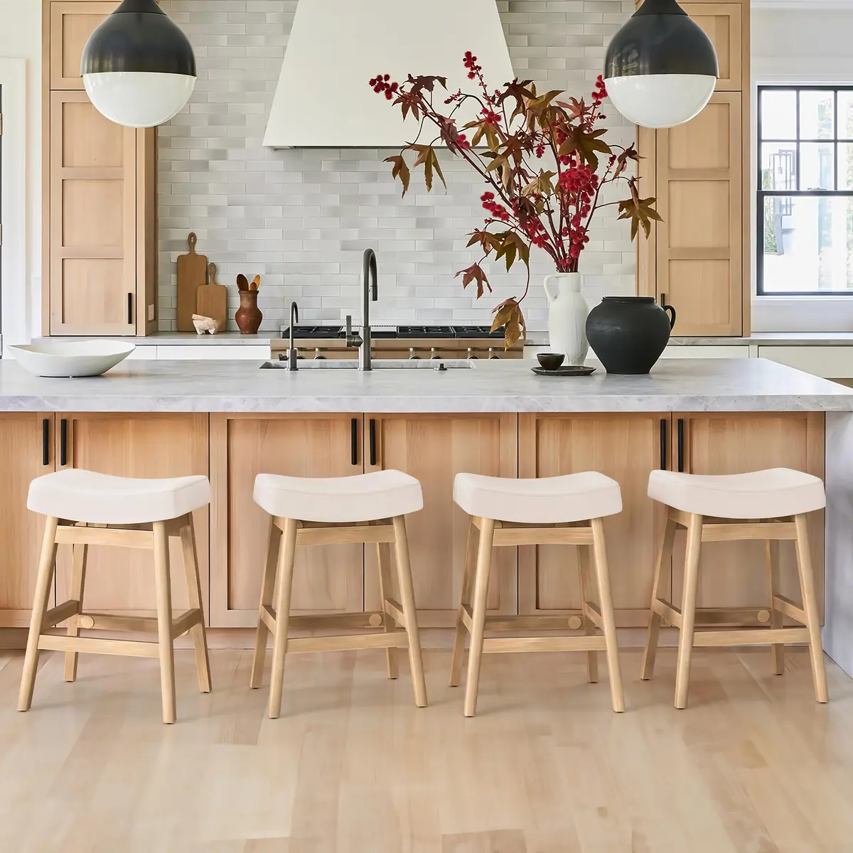 Cozyman Bar Stools Set of 2 | Farmhouse Counter Height Stools for Kitchen & Dining - view 3