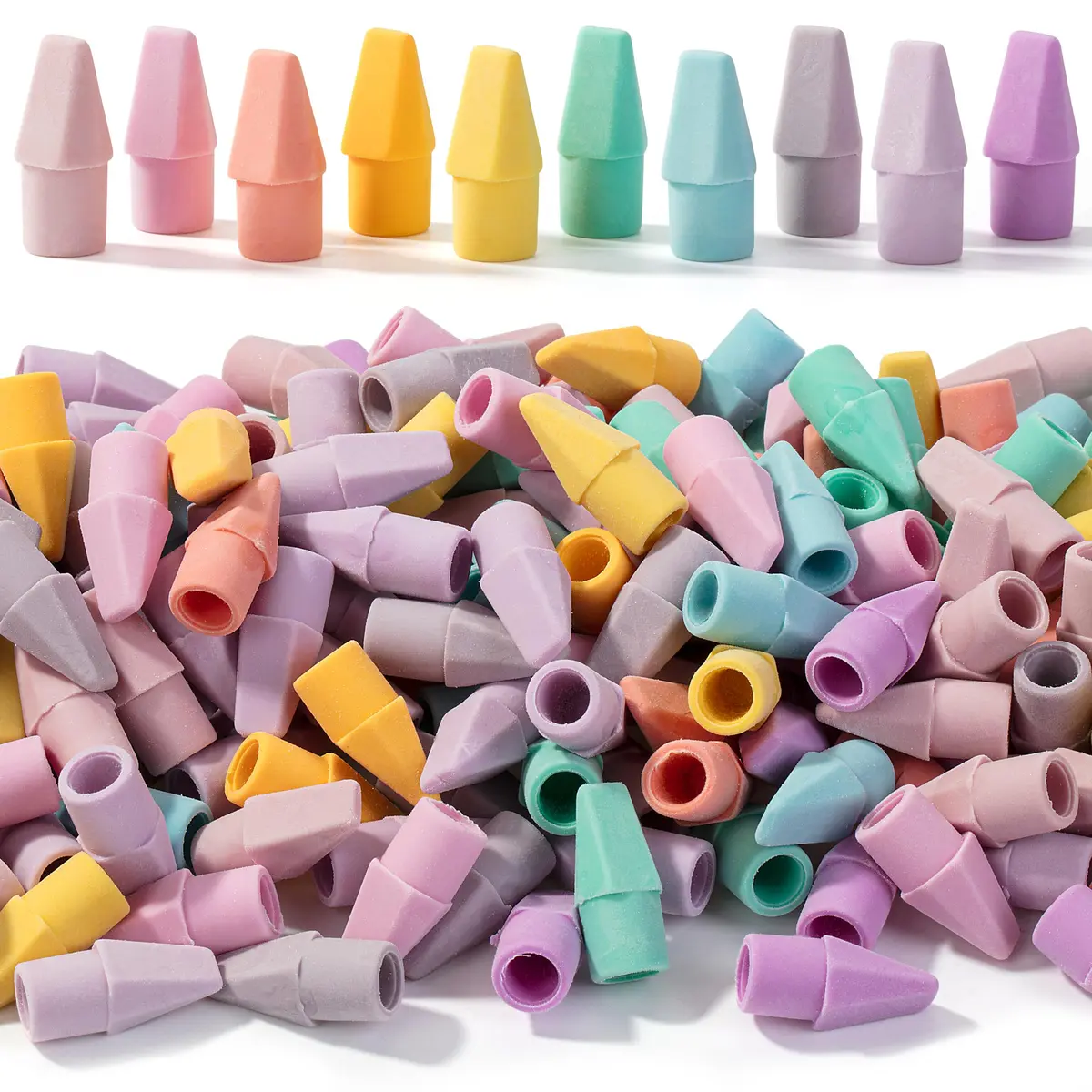 Mr. Pen Pencil Eraser Toppers 500 Pack Pastel | Erasers for Pencils - main product image