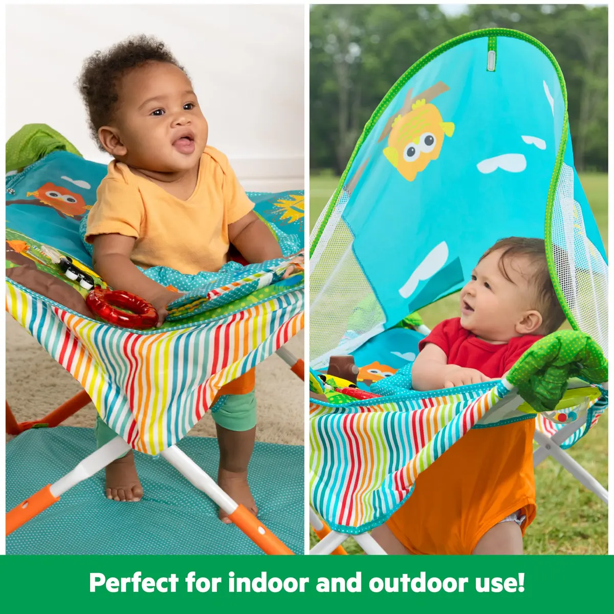Bright Starts Pop 'N Jump Portable Baby Jumper | Foldable Indoor/Outdoor Enchanting Forest Fun for 6-12 Months - view 5