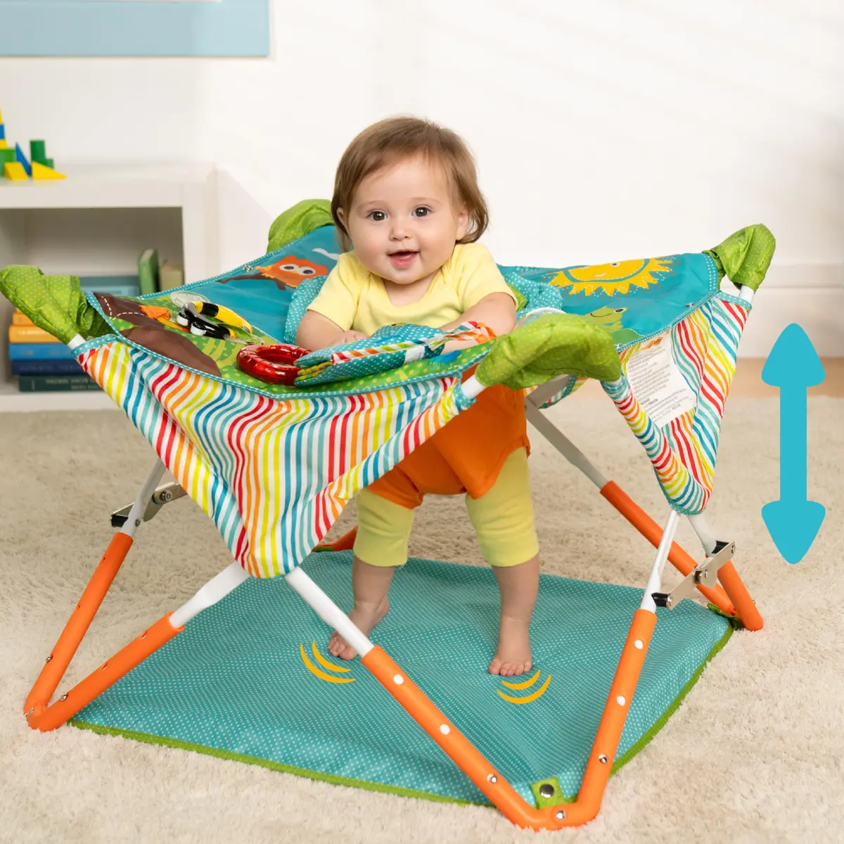 Bright Starts Pop 'N Jump Portable Baby Jumper | Foldable Indoor/Outdoor Enchanting Forest Fun for 6-12 Months - view 2