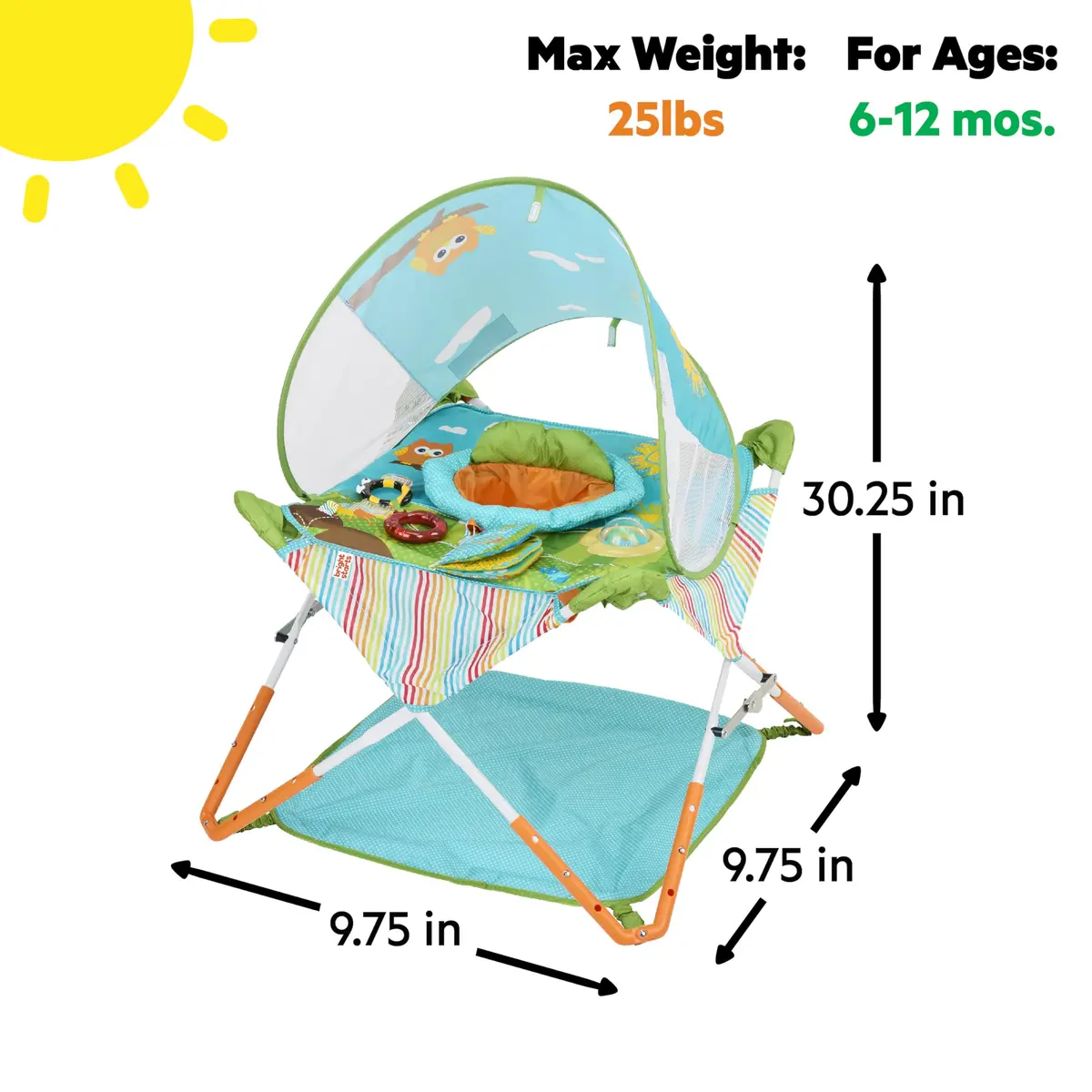 Bright Starts Pop 'N Jump Portable Baby Jumper | Foldable Indoor/Outdoor Enchanting Forest Fun for 6-12 Months - view 3