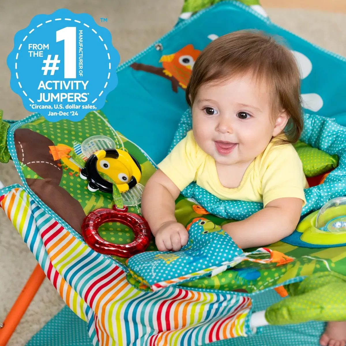 Bright Starts Pop 'N Jump Portable Baby Jumper | Foldable Indoor/Outdoor Enchanting Forest Fun for 6-12 Months - view 4