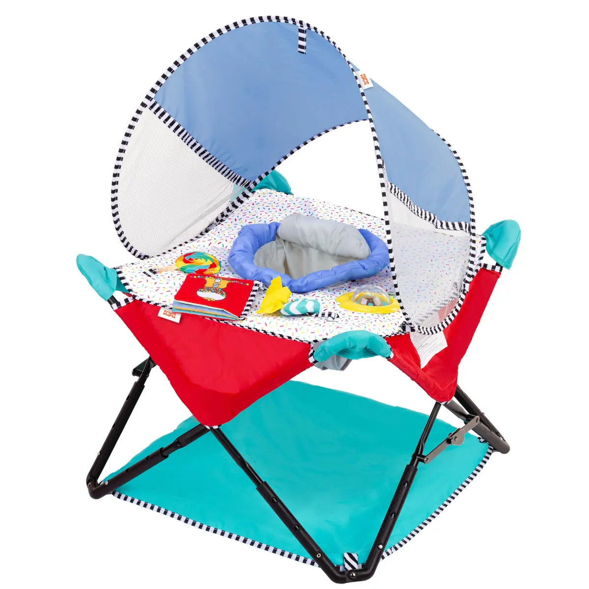 Bright Starts Pop 'N Jump Portable Baby Jumper with Sensory Toys | Foldable Indoor/Outdoor Baby Activity Seat (6-12 Months) - main product image