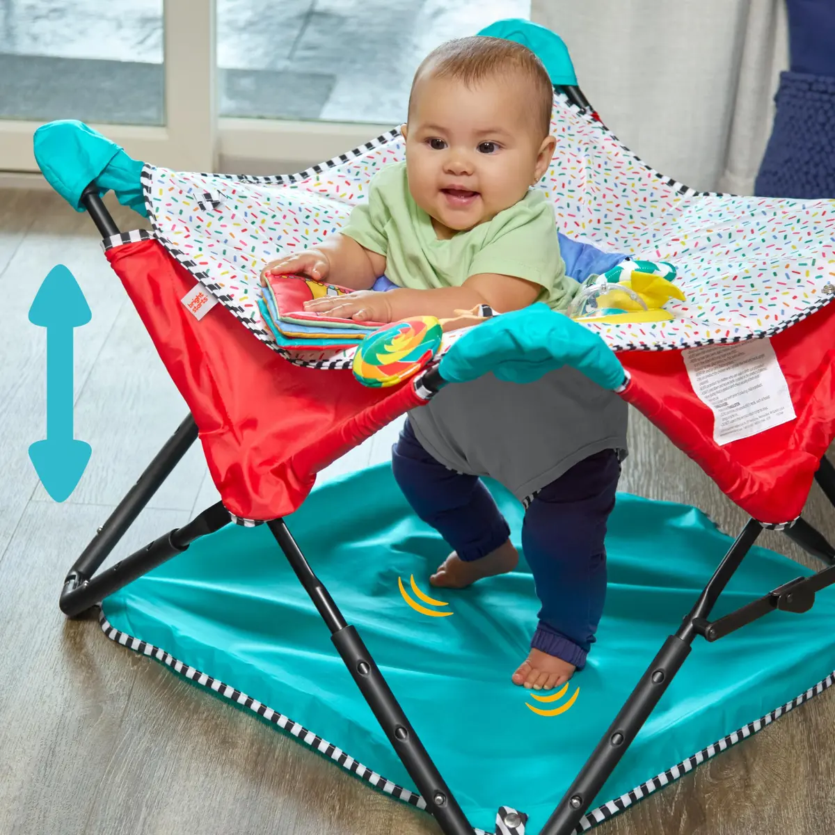 Bright Starts Pop 'N Jump Portable Baby Jumper with Sensory Toys | Foldable Indoor/Outdoor Baby Activity Seat (6-12 Months) - view 2