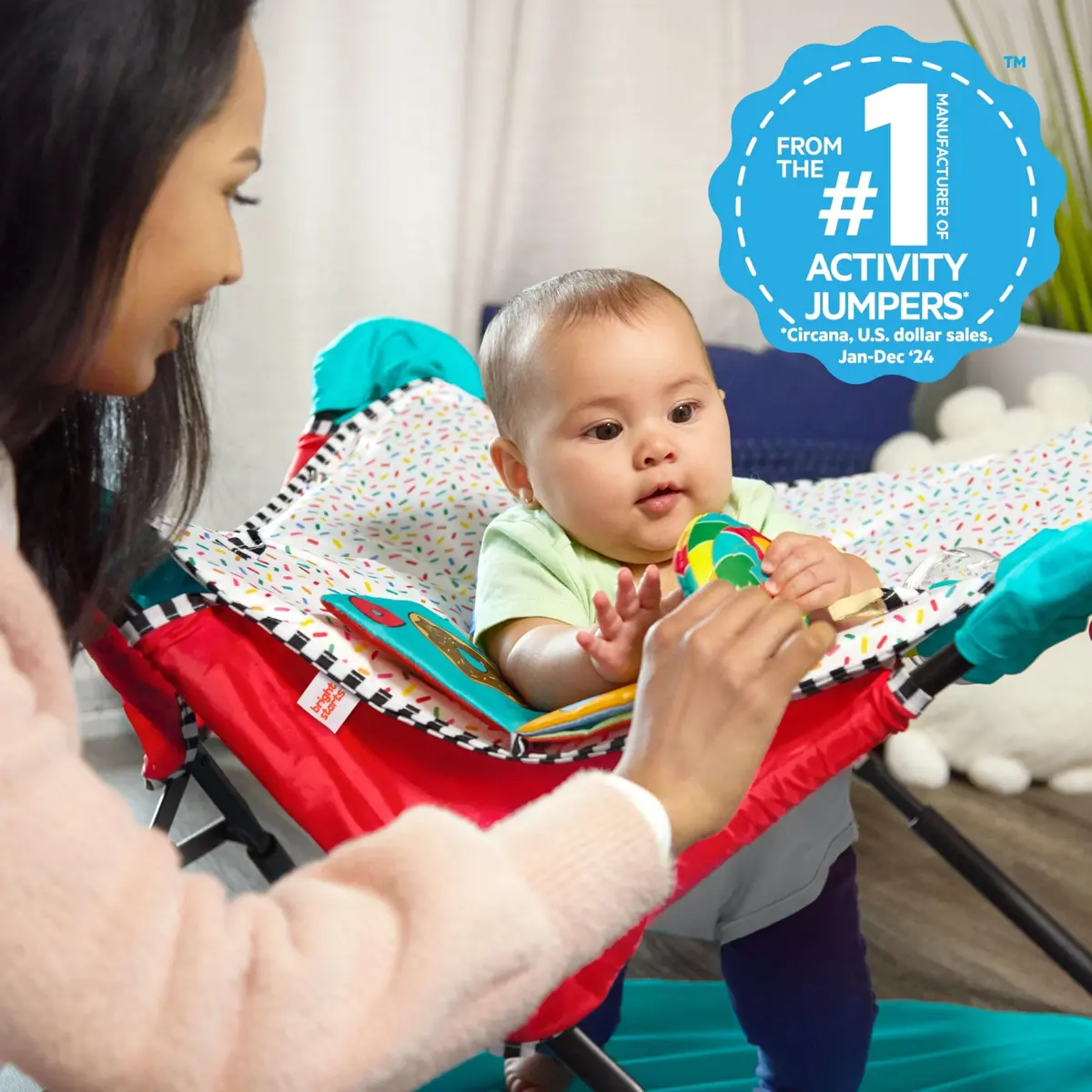 Bright Starts Pop 'N Jump Portable Baby Jumper with Sensory Toys | Foldable Indoor/Outdoor Baby Activity Seat (6-12 Months) - view 4