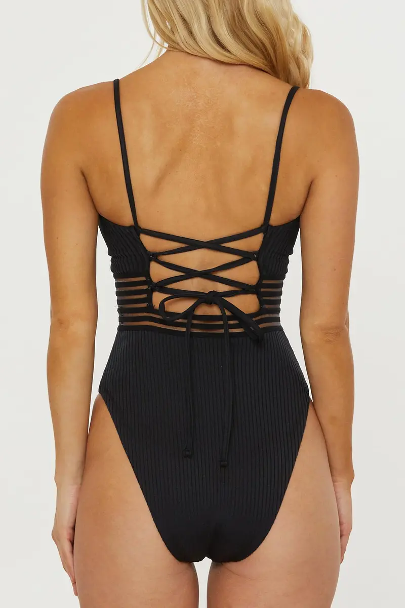 ISABELLA ROSE Mallorca Women's Maillot One Piece Swimsuit, Adjustable, Black, Medium | Elegant & Supportive - view 3