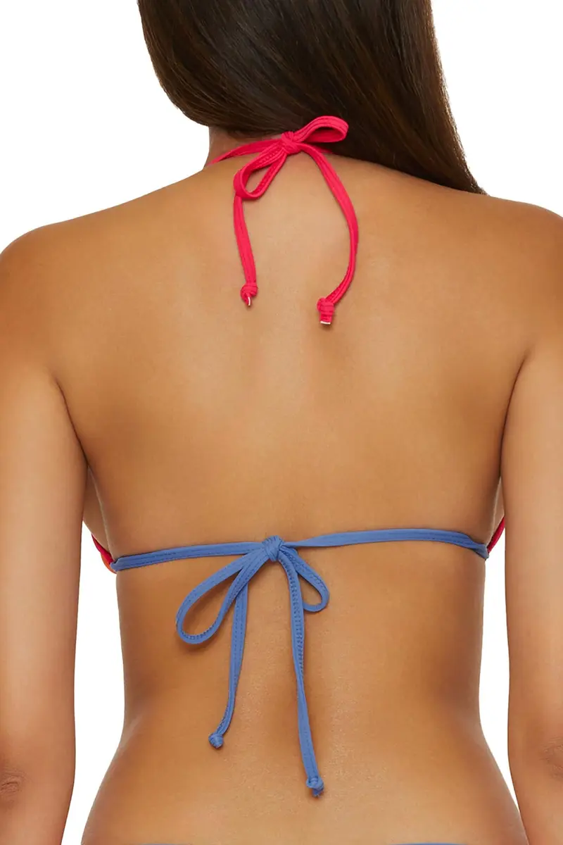 BCA by Rebecca Virtue Block Party Women's Triangle Bikini Top, Adjustable, Tie Back, Tangerine, Large - view 4