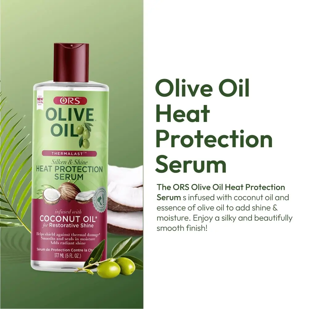 ORS Olive Oil Heat Protection Serum with Coconut Oil, 6 oz (Pack of 3) | High Shine & Heat Shield for All Hair Types - view 2