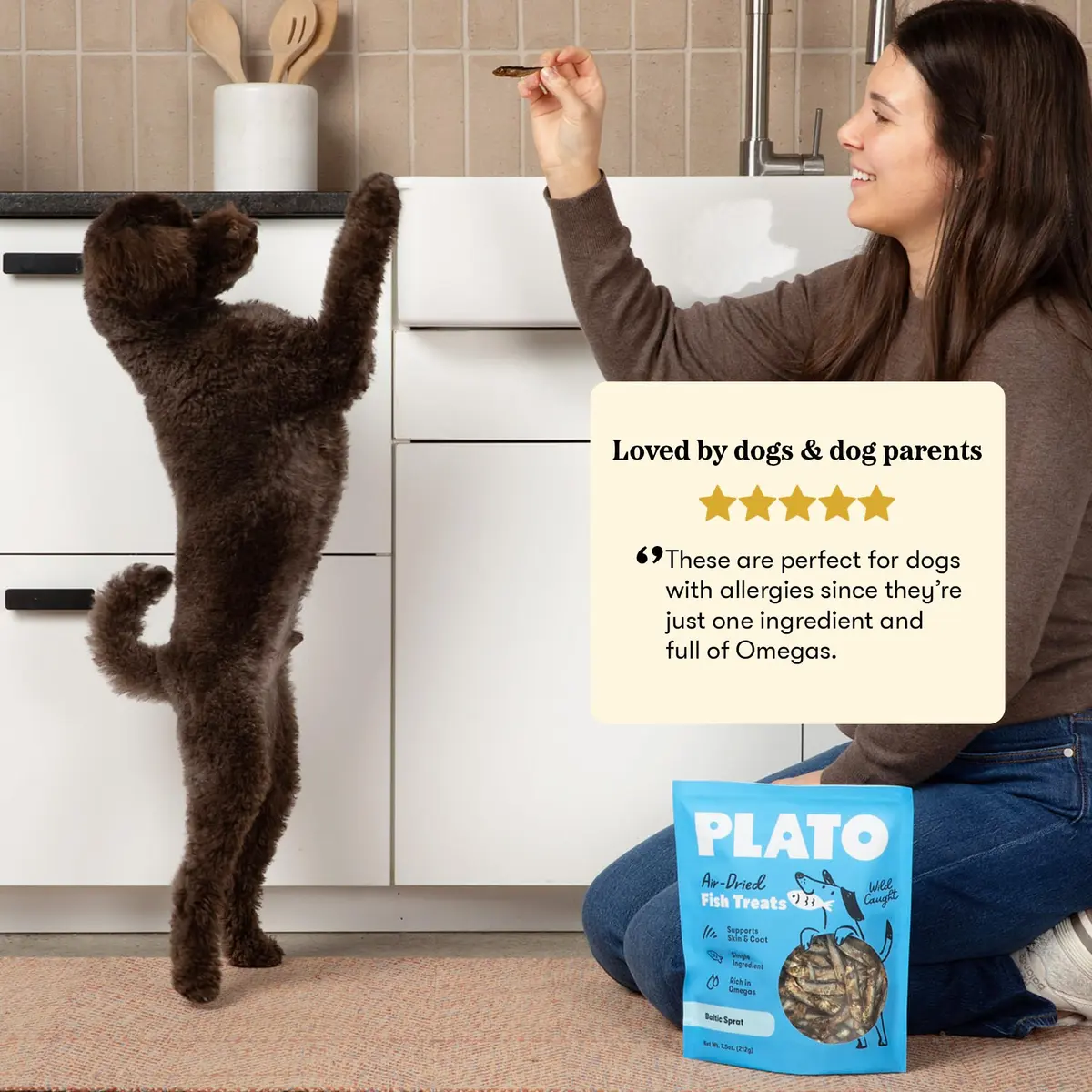 PLATO Single Ingredient Baltic Sprat Dog Treats 7.5 oz | Omega-Rich, Air-Dried Fish for Skin & Coat - view 5