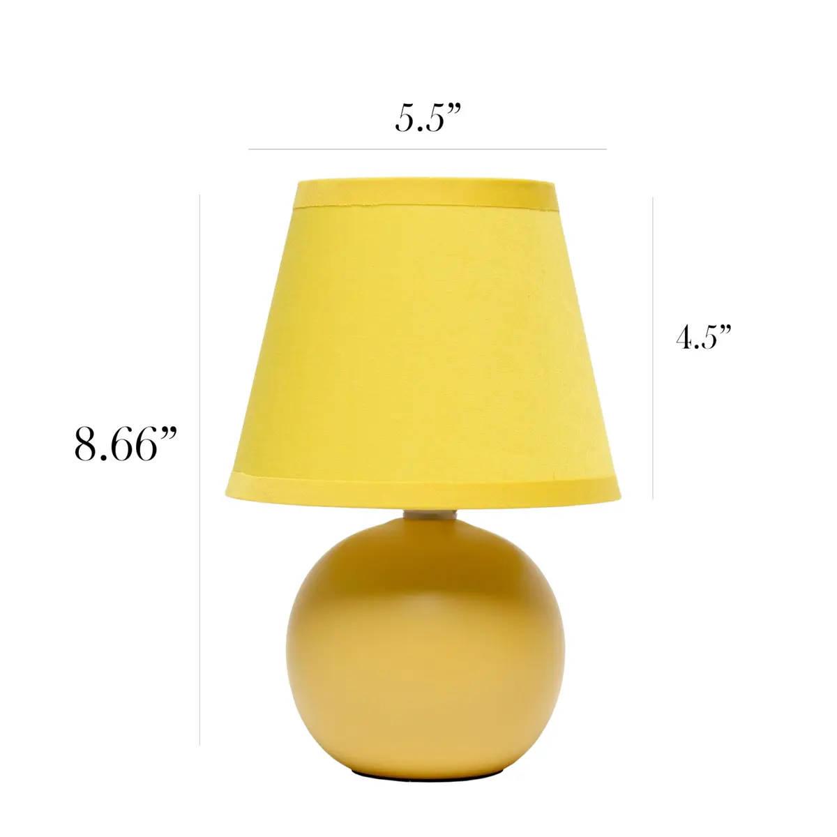 Simple Designs 8.66" 2-Pack Chic Little Globe Ceramic Table Lamp Set with Matching Tapered Shade for Living Room, Bedroom, Office - view 5