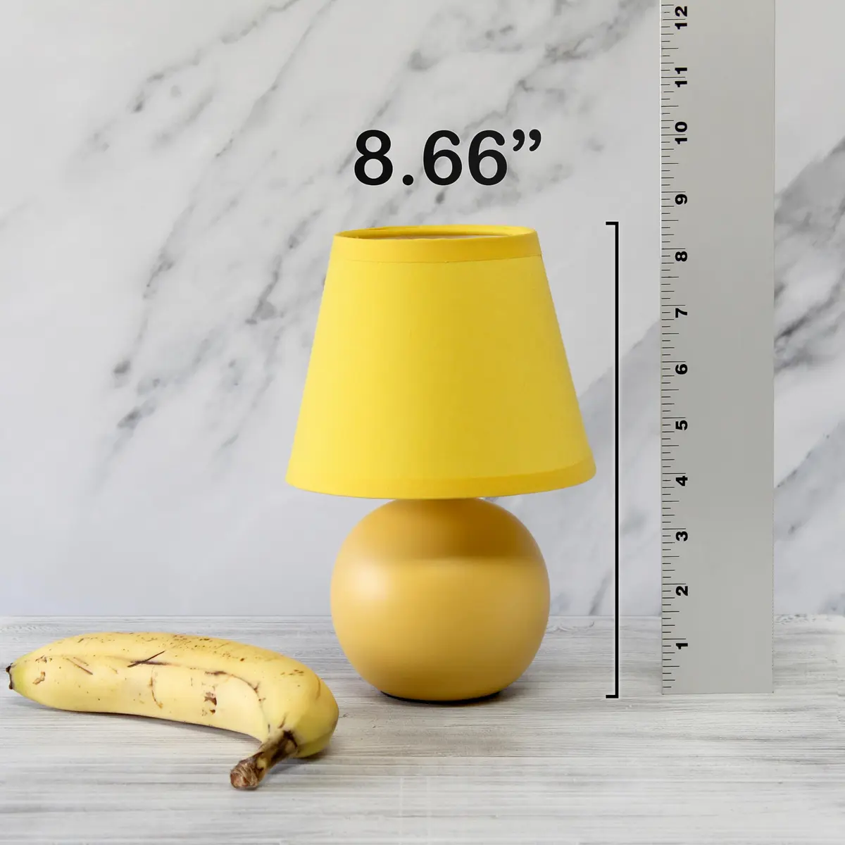 Simple Designs 8.66" 2-Pack Chic Little Globe Ceramic Table Lamp Set with Matching Tapered Shade for Living Room, Bedroom, Office - view 6