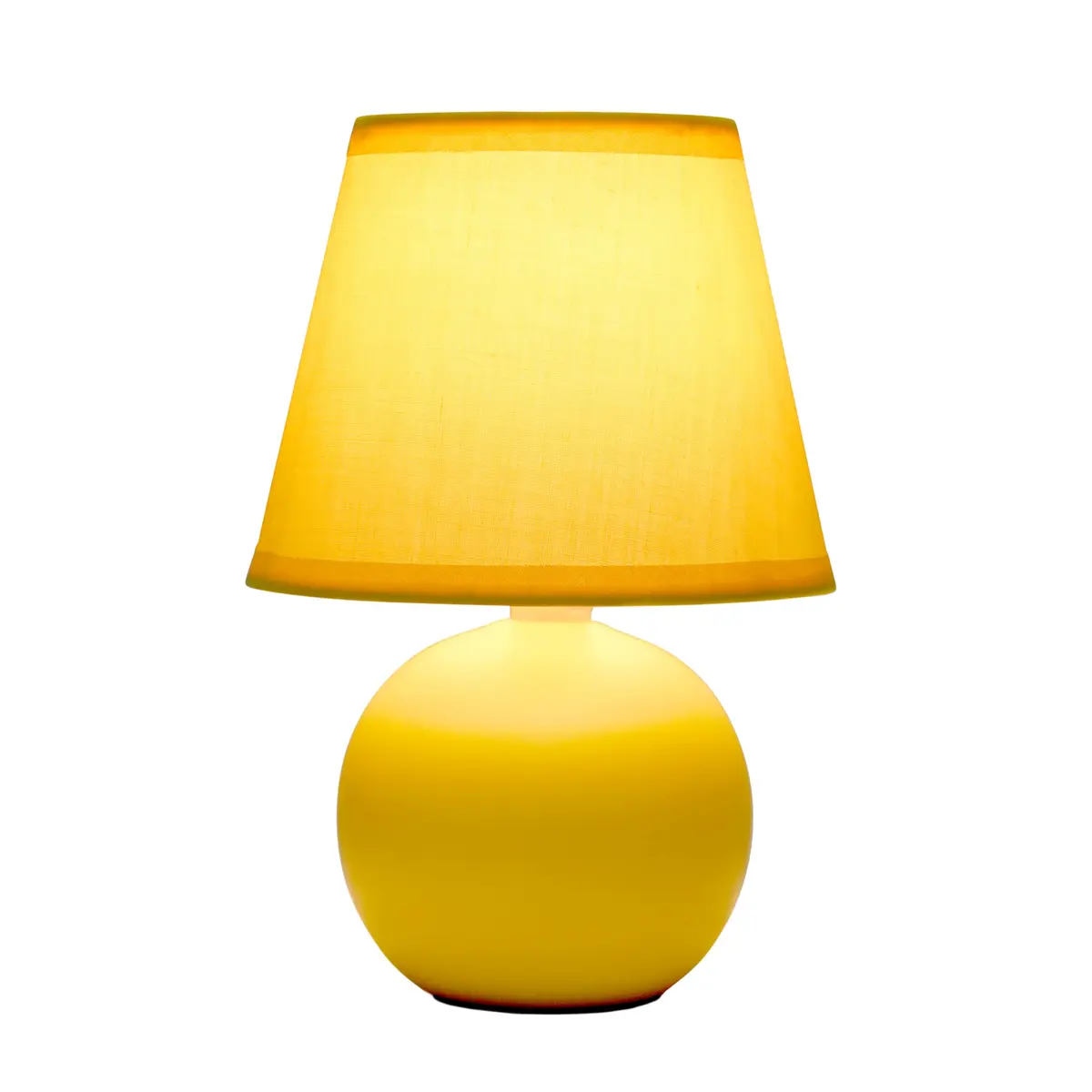 Simple Designs 8.66" 2-Pack Chic Little Globe Ceramic Table Lamp Set with Matching Tapered Shade for Living Room, Bedroom, Office - view 2