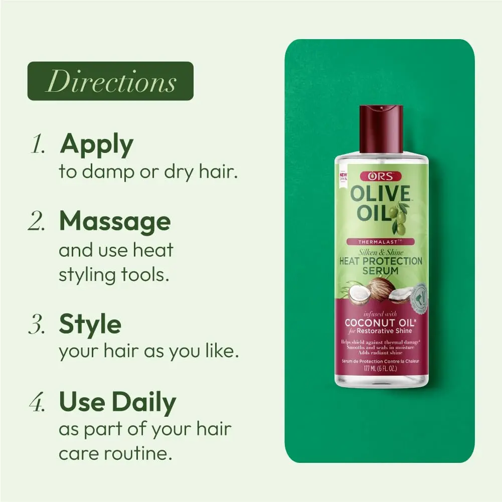 ORS Olive Oil Heat Protection Hair Serum with Coconut Oil, 355ml (12 Fl Oz) Pack of 2 | Shields Hair from Heat Damage - view 6