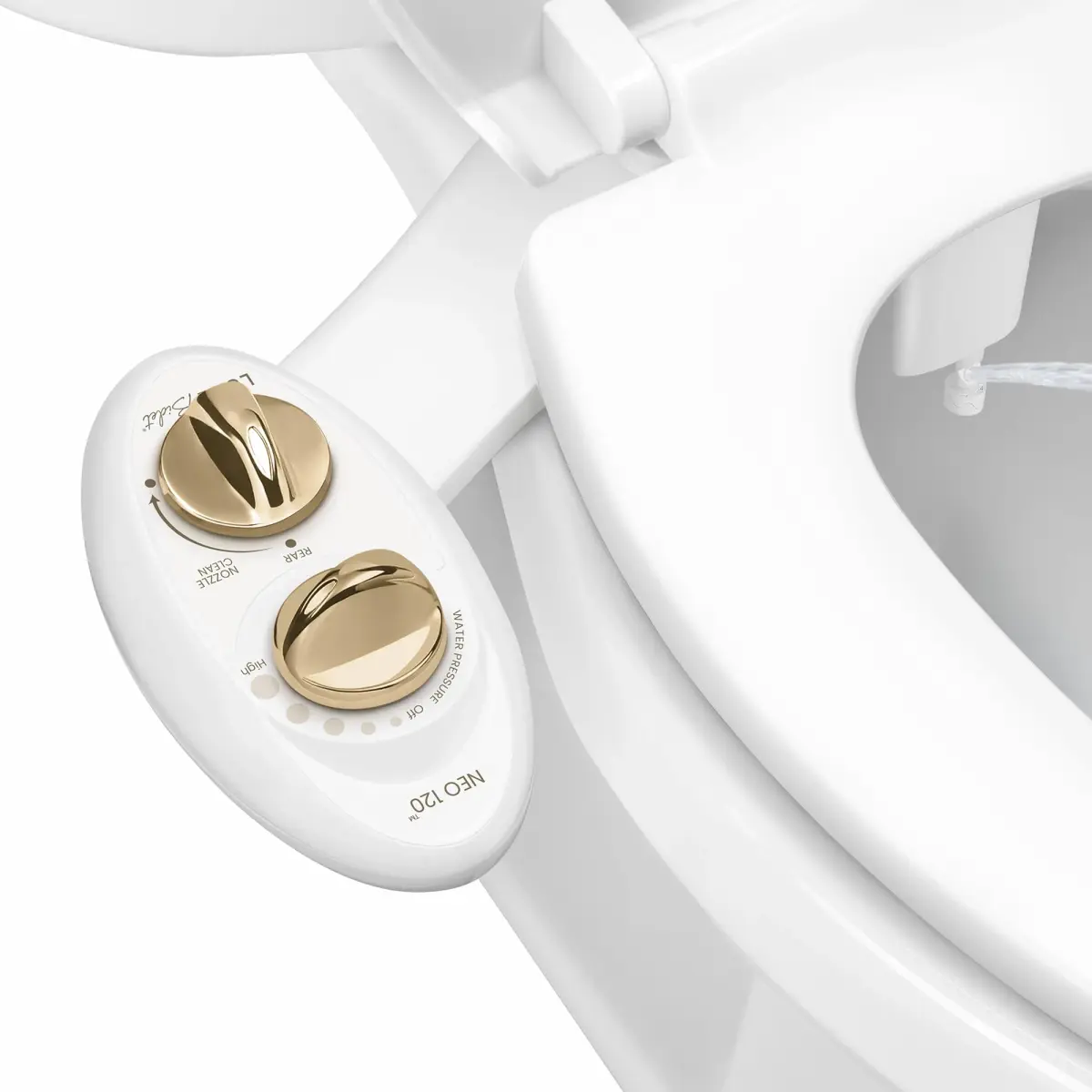 LUXE Bidet NEO 120 Gold Bidet Attachment for Toilet Seat 17.7 inches (45 cm) | Non-Electric Self-Cleaning Nozzle - main product image