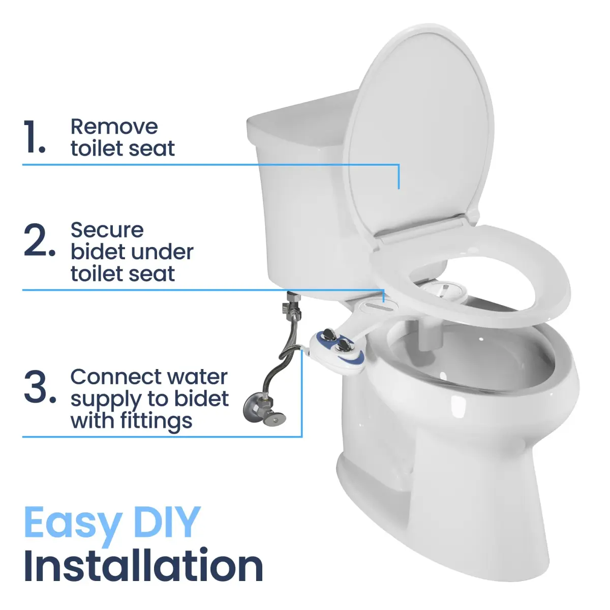LUXE Bidet NEO 120 Gold Bidet Attachment for Toilet Seat 17.7 inches (45 cm) | Non-Electric Self-Cleaning Nozzle - view 6