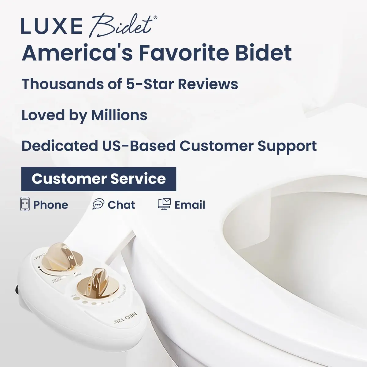 LUXE Bidet NEO 120 Gold Bidet Attachment for Toilet Seat 17.7 inches (45 cm) | Non-Electric Self-Cleaning Nozzle - view 7