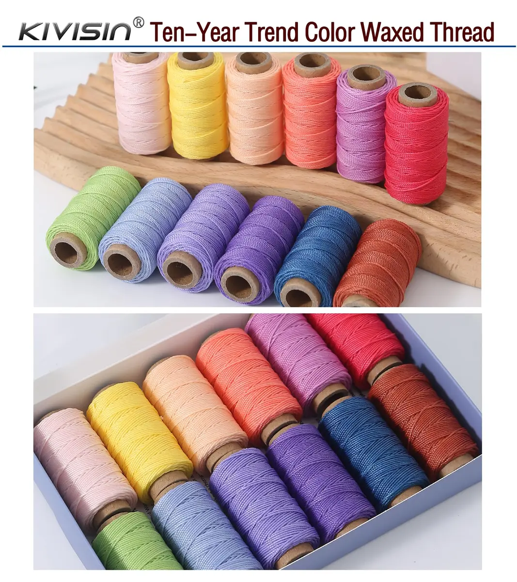KIVISIN 12 Round Waxed Thread 0.8mm | Durable Leather & Jewelry Cord for Crafts - view 7
