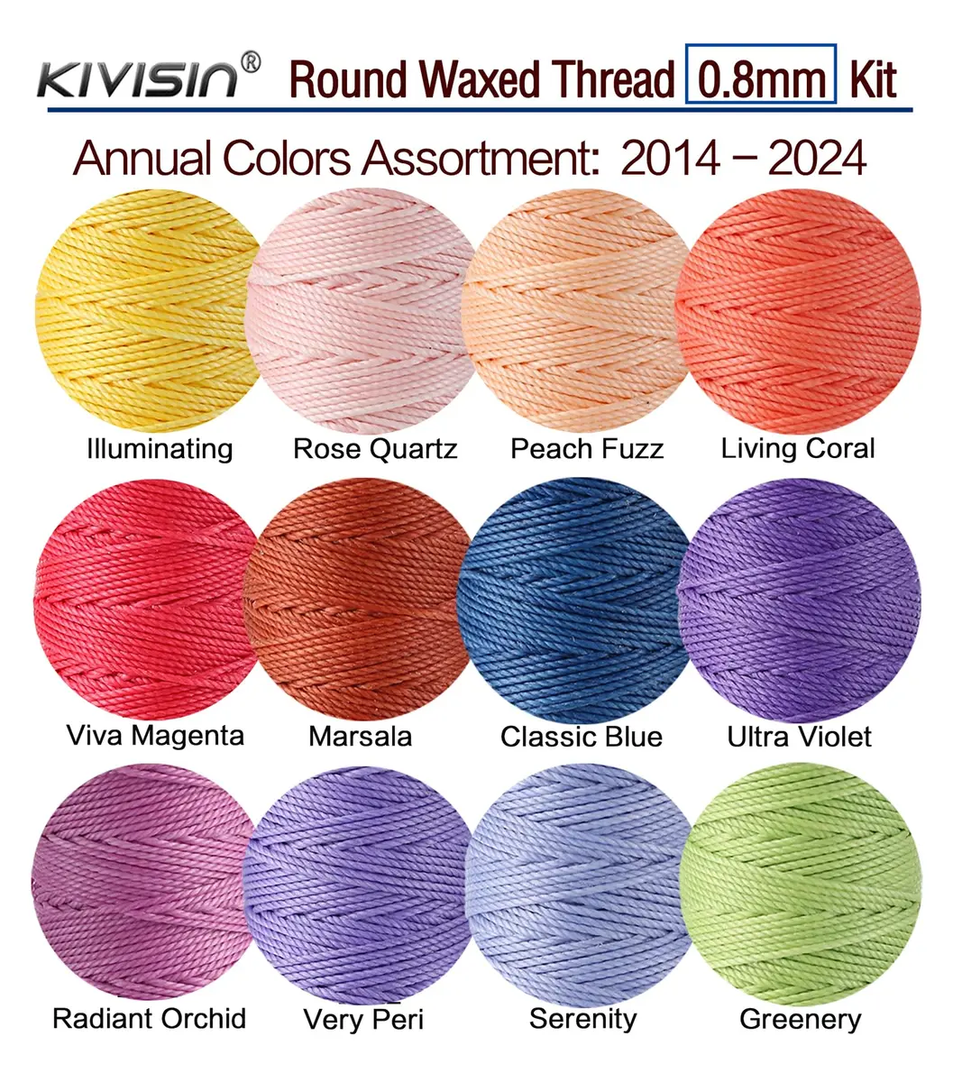 KIVISIN 12 Round Waxed Thread 0.8mm | Durable Leather & Jewelry Cord for Crafts - view 2
