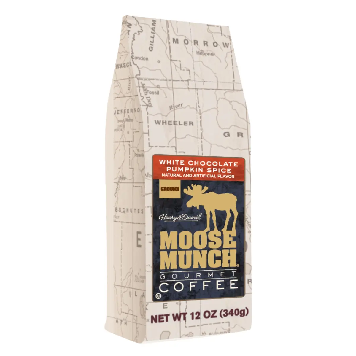 Harry & David Moose Munch Coffee White Chocolate Pumpkin Spice 12oz | Fall Flavored Gourmet Ground Coffee - main product image