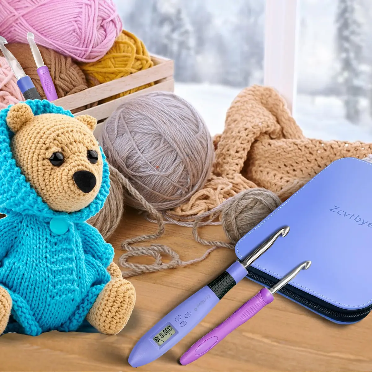 Zcvtbye Light Up Crochet Hooks Set, 22 Sizes with Digital Counters & LED Light | Ergonomic & Rechargeable - view 8