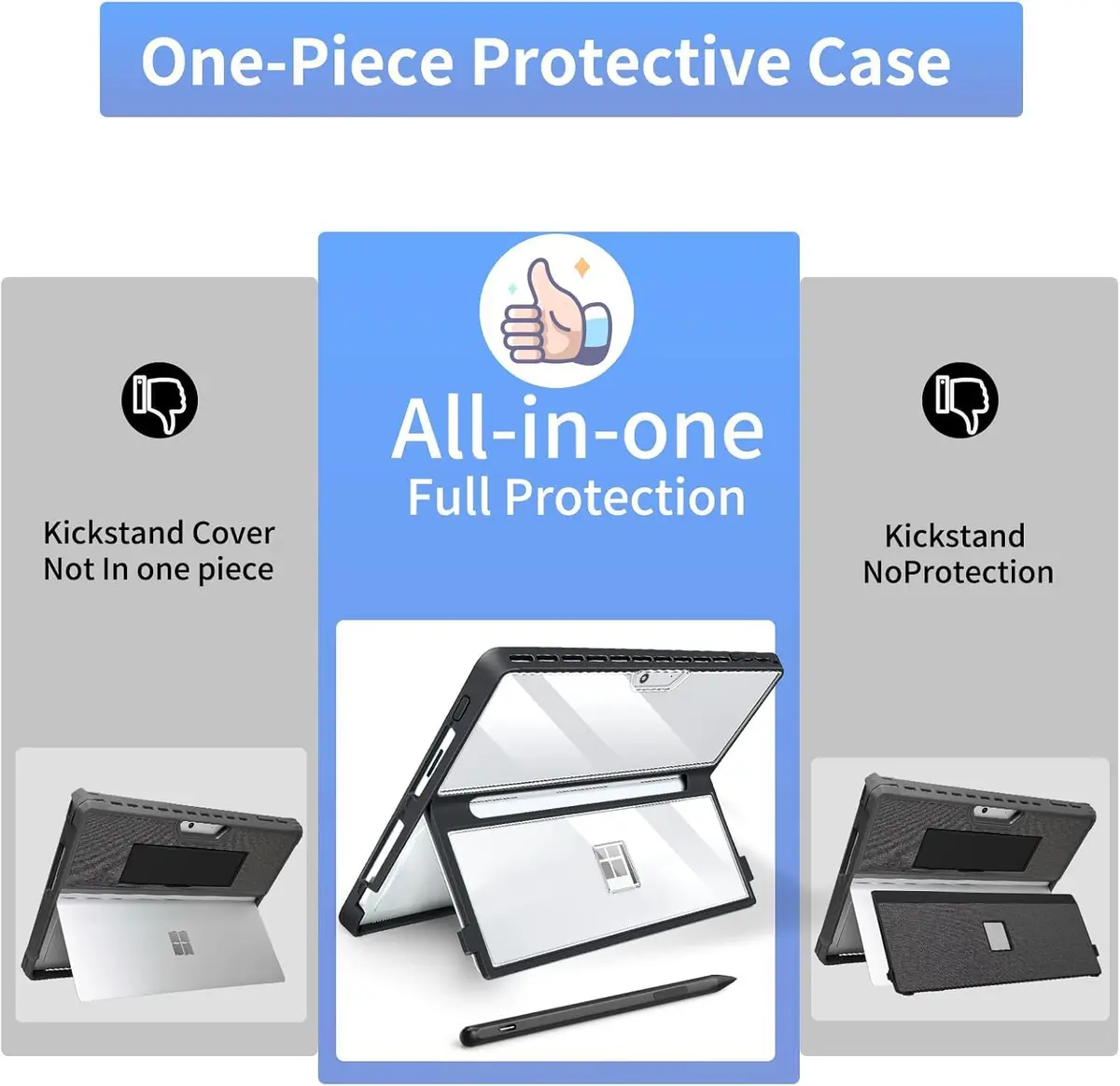 TALTAW Case for Microsoft Surface Pro 11/10/9/8 13-Inch | Rugged All-in-One Transparent Cover with Kickstand - view 9