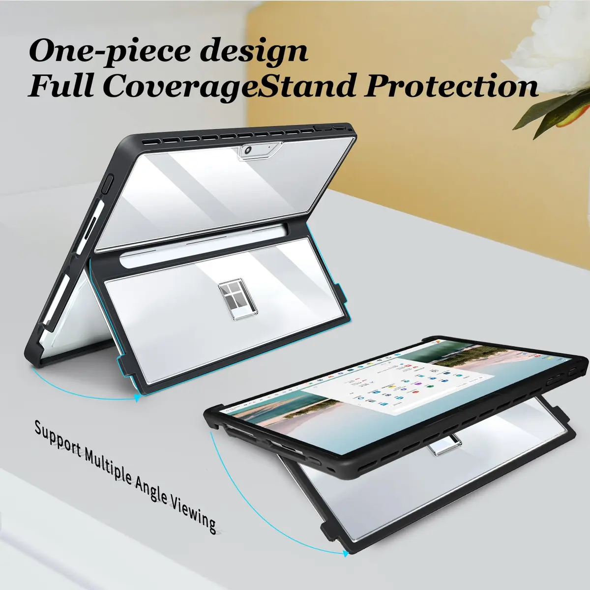 TALTAW Case for Microsoft Surface Pro 11/10/9/8 13-Inch | Rugged All-in-One Transparent Cover with Kickstand - view 3