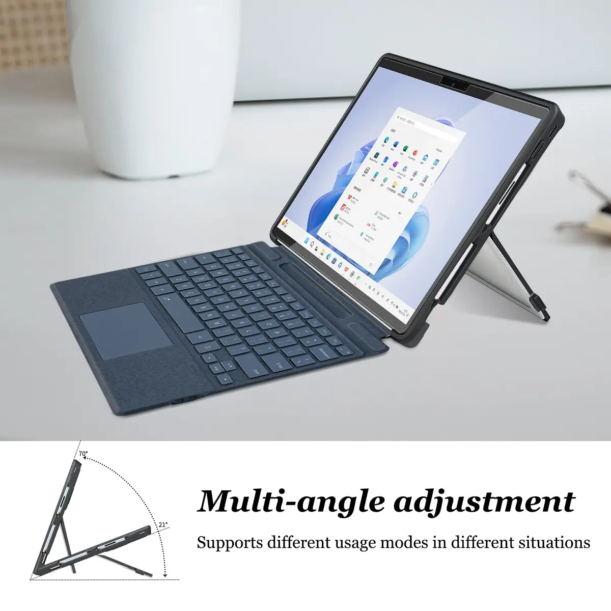 TALTAW Case for Microsoft Surface Pro 11/10/9/8 13-Inch | Rugged All-in-One Transparent Cover with Kickstand - view 4