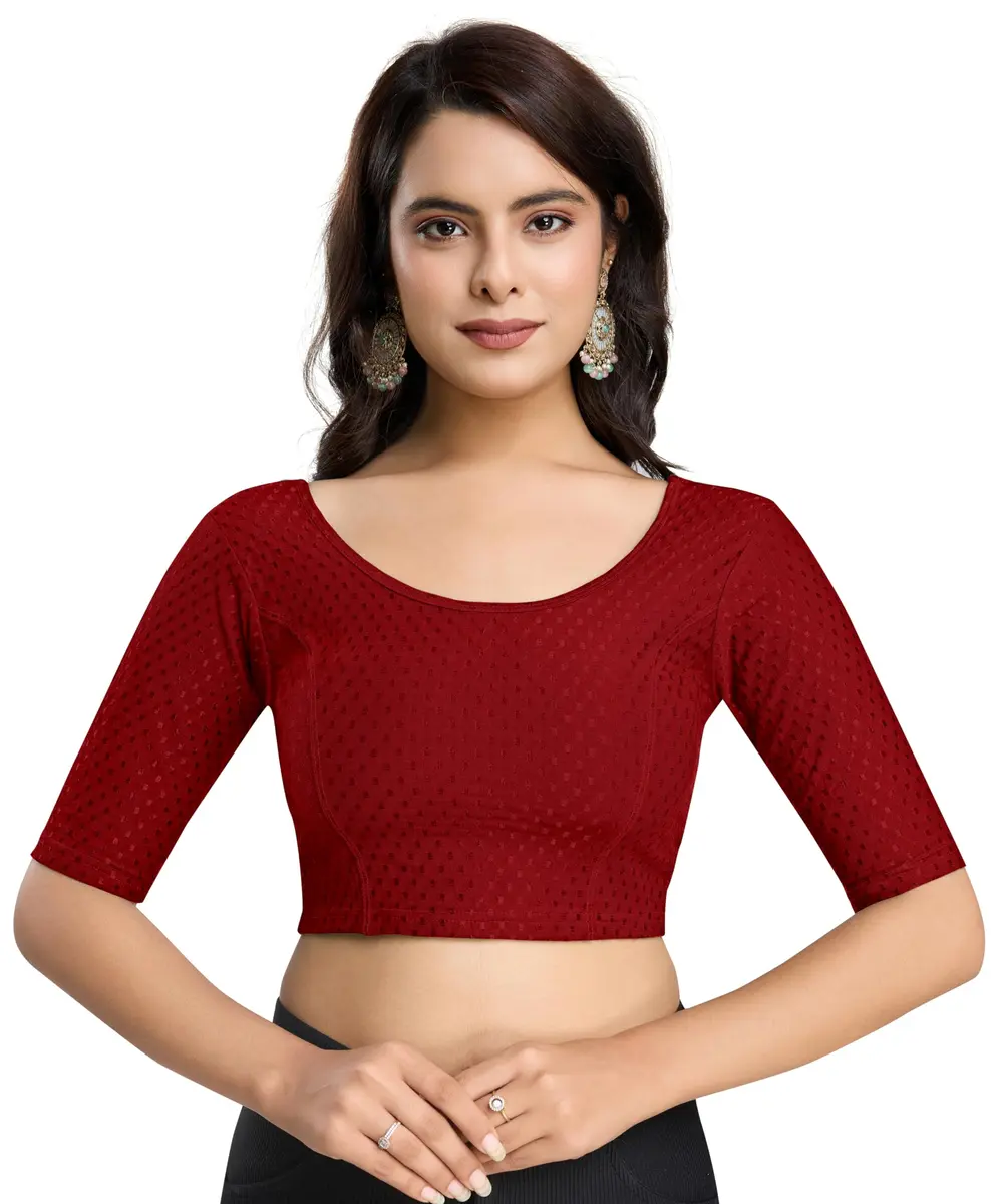 TRENDMALLS Saree Blouse 3X-Large Maroon | Dobby Cotton Stretchable for Women - main product image