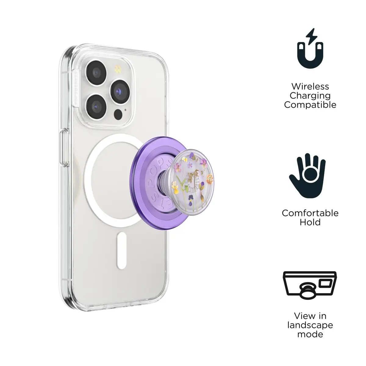 PopSockets Phone Grip for MagSafe | Magnetic Holder & Stand | Purple Fields - view 4