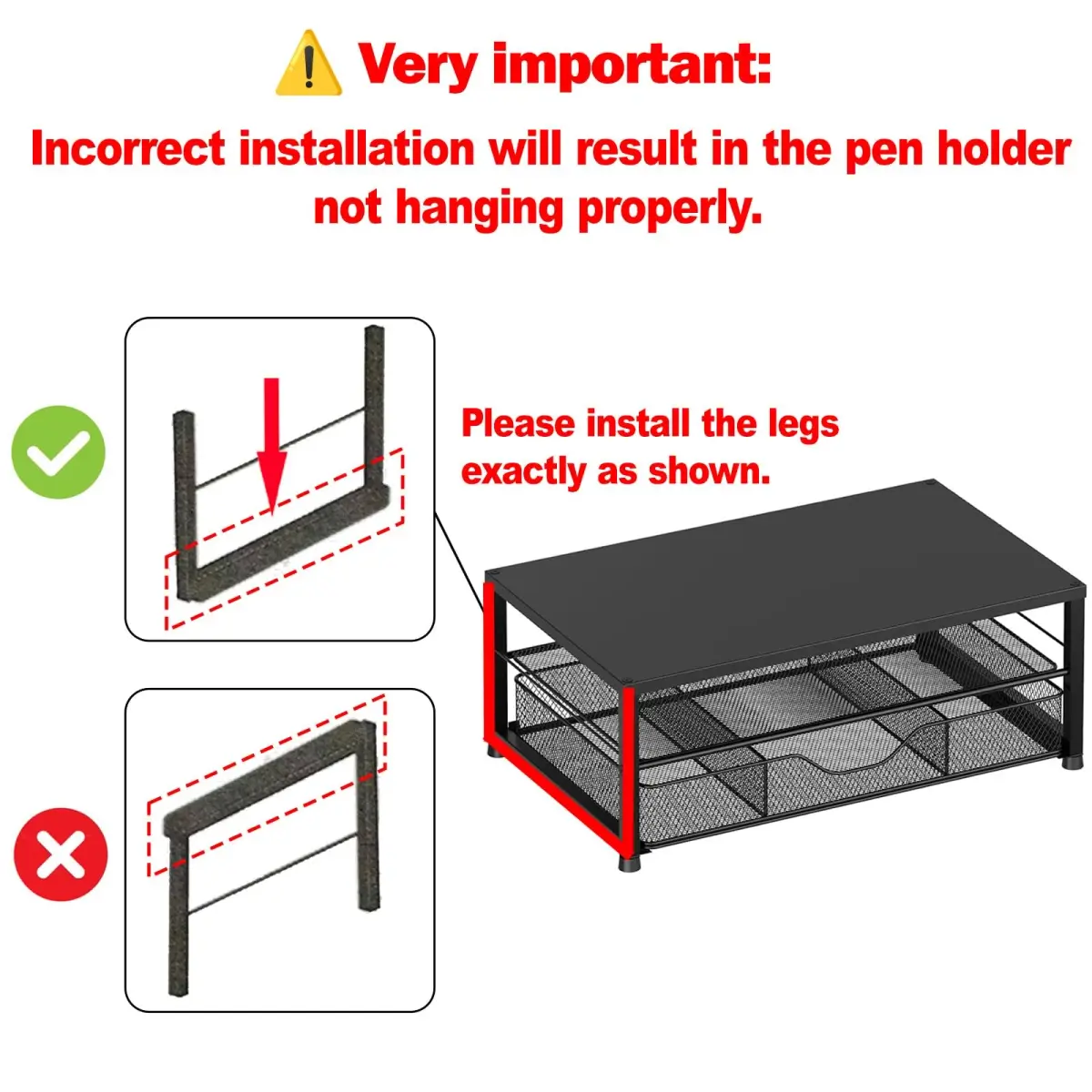 OPNICE 2-Tier Monitor Stand Riser with Drawer and Pen Holders, Brown 36.4 cm (14.4 in) | Ergonomic Design for Office Organization - view 7