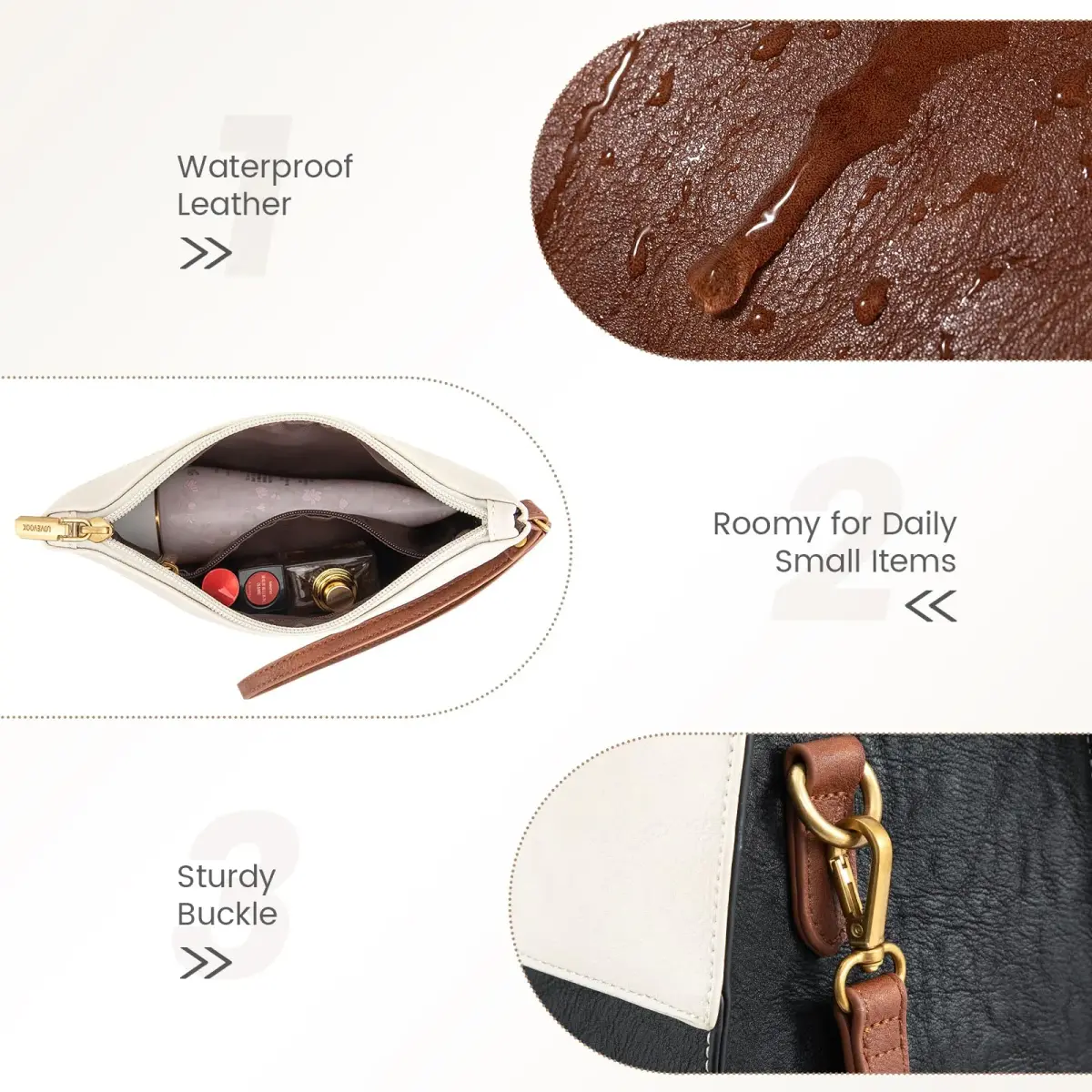 LOVEVOOK Laptop Bag for Women, 15.6 Inch Vintage Leather Tote Bag | Waterproof Computer Bag with Clutch Purse - view 8