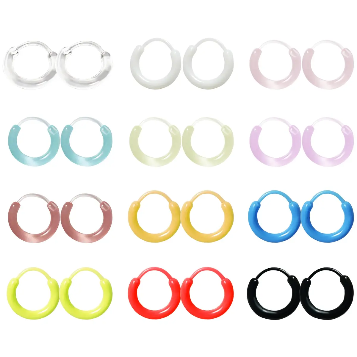 KASFREE Plastic Hoop Earrings for Sensitive Ears 14mm | Hypoallergenic Clear Hoops for Women - main product image