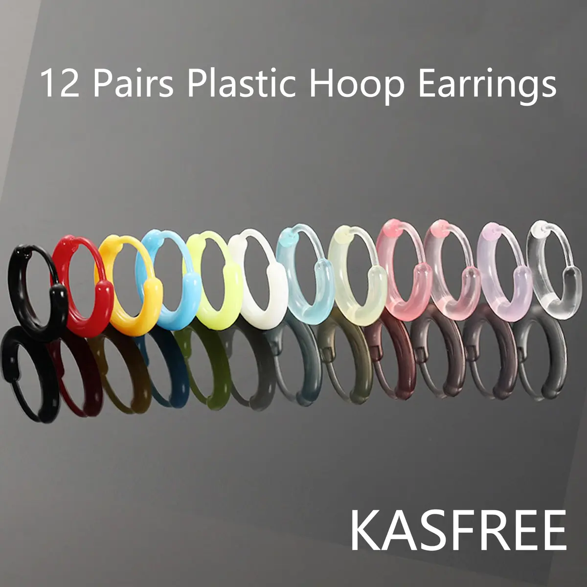 KASFREE Plastic Hoop Earrings for Sensitive Ears 14mm | Hypoallergenic Clear Hoops for Women - view 5