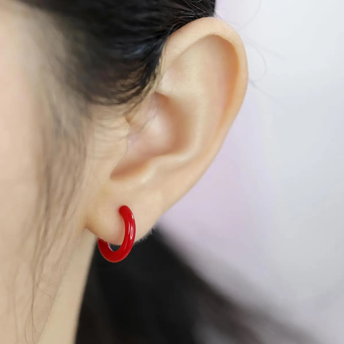 KASFREE Plastic Hoop Earrings for Sensitive Ears 14mm | Hypoallergenic Clear Hoops for Women - view 7
