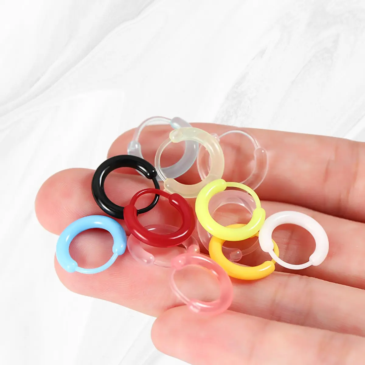 KASFREE Plastic Hoop Earrings for Sensitive Ears 14mm | Hypoallergenic Clear Hoops for Women - view 3