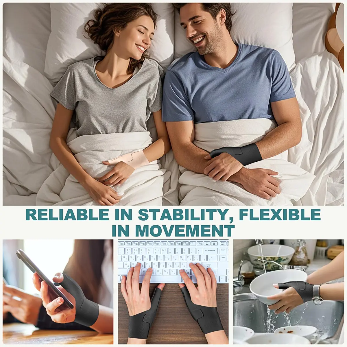 YISDU Wrist Thumb Brace Medium Black | Support for Arthritis & Tendonitis (70-120 chars) - view 5
