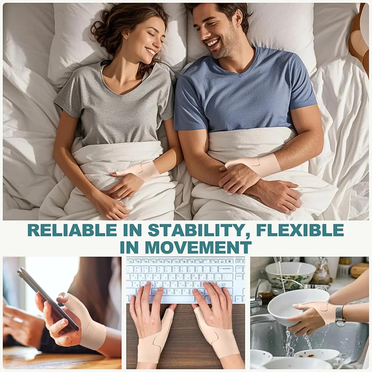 YISDU Wrist Thumb Brace Mommy Compression Stabilizer Thumb Spica Splint for Arthritis, De Quervain's, Tendonitis - Small, Beige - view 5