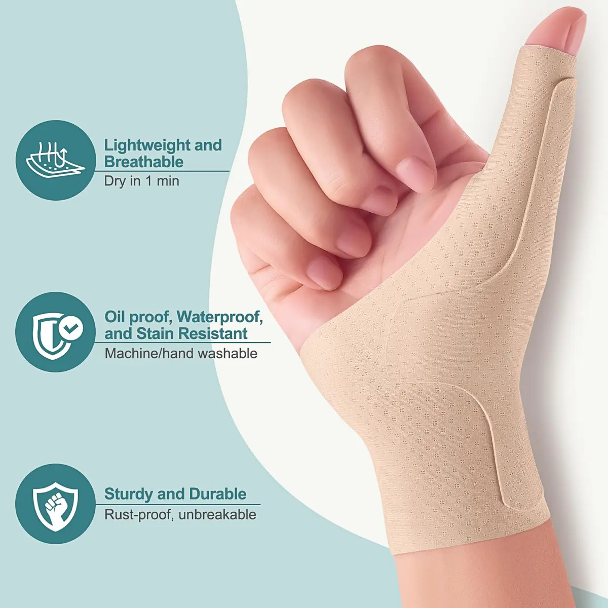 YISDU Wrist Thumb Brace Mommy Compression Stabilizer Thumb Spica Splint for Arthritis, De Quervain's, Tendonitis - Small, Beige - view 6