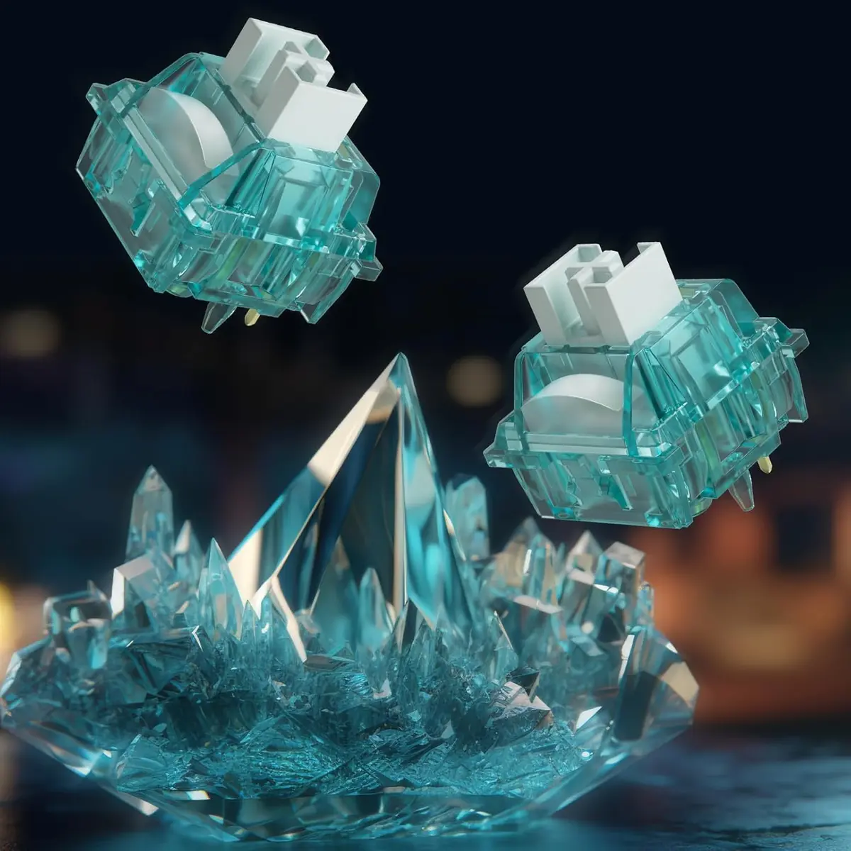 Akko Creamy Cyan Clicky Keyboard Switches (45pcs) | MX Style 5-Pin, 50gf, Pre-Lubed, LED Diffuser - view 4