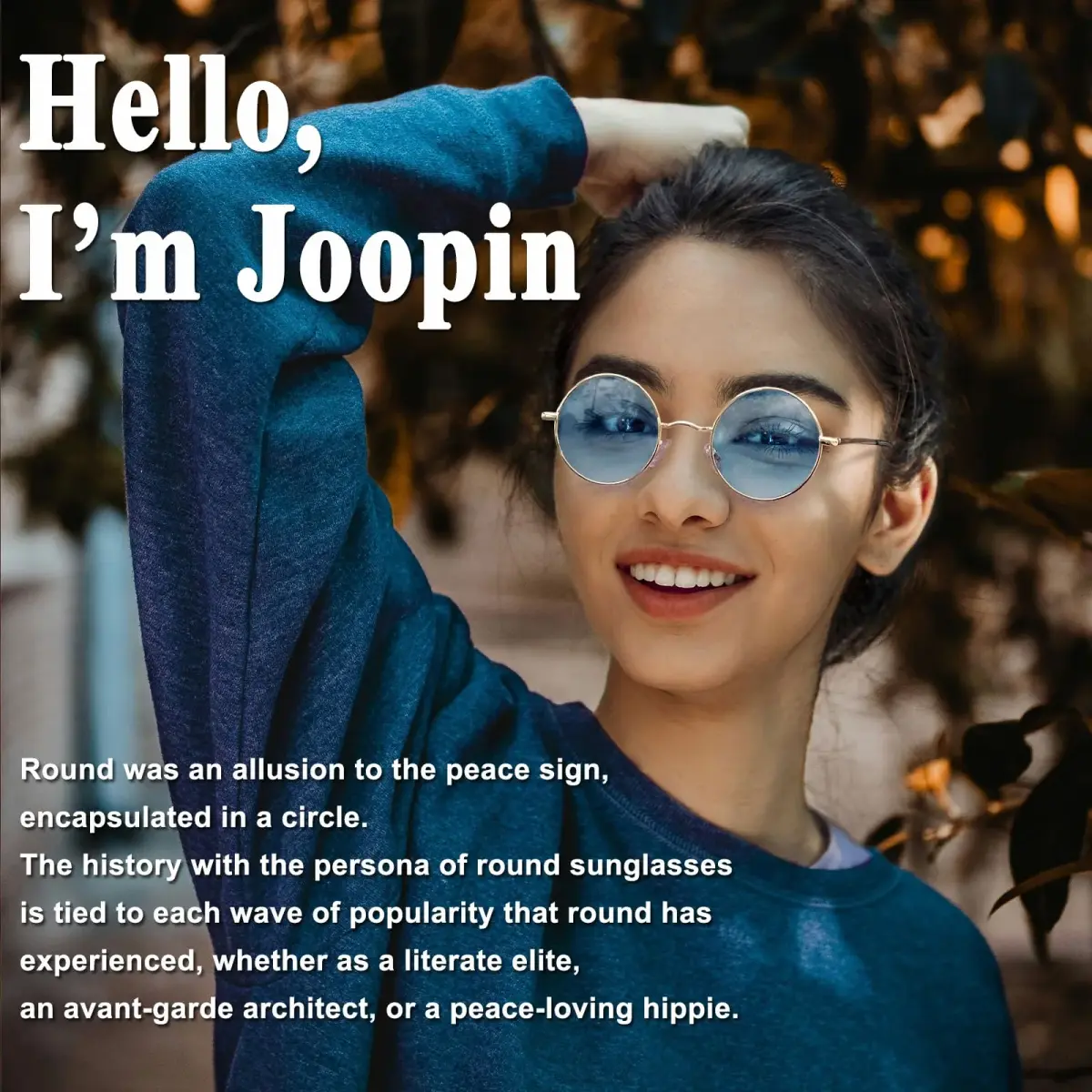 Joopin Small Round Sunglasses Metal Frame 46mm (1.81 in) | Polarized UV400 Protection - view 2