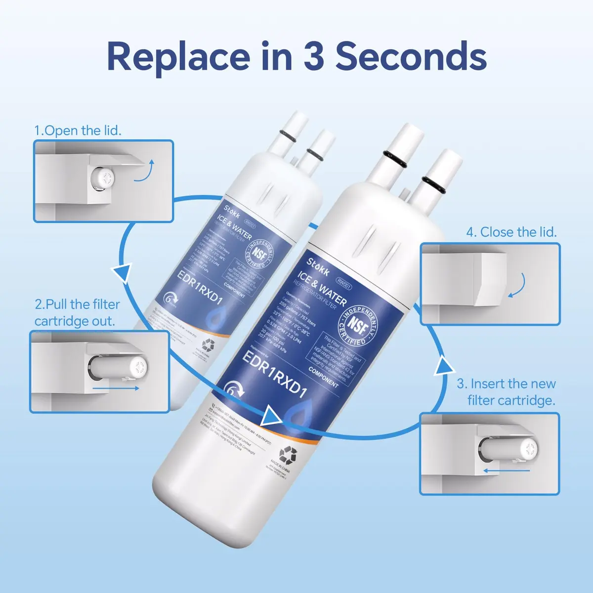Stokk Potable Water Filter Replacement Set (3 Pack) | NSF Certified BPA-Free Coconut Shell - view 7